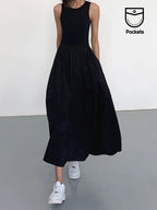 Robe Longue Décontractée Col Rond