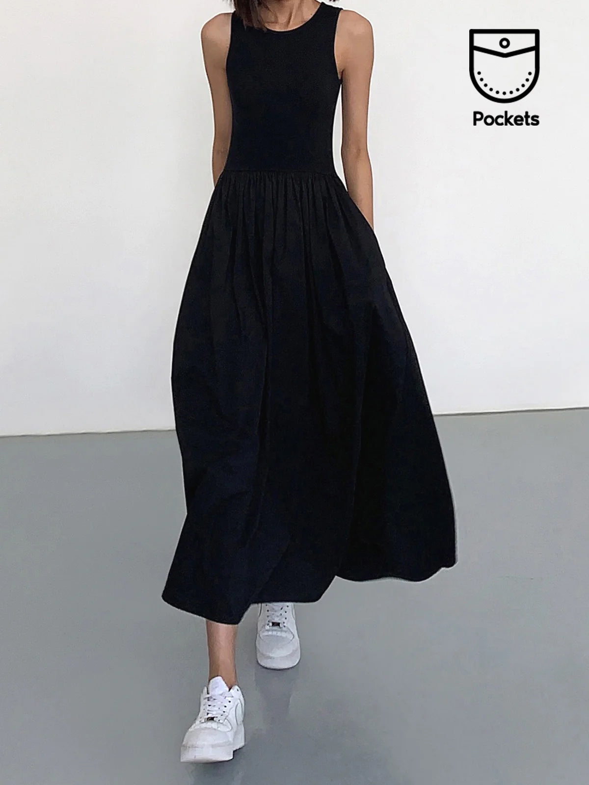 Robe Longue Décontractée Col Rond