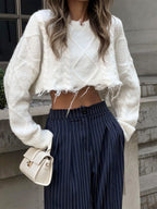 Pantalon Large Plissé À Rayures
