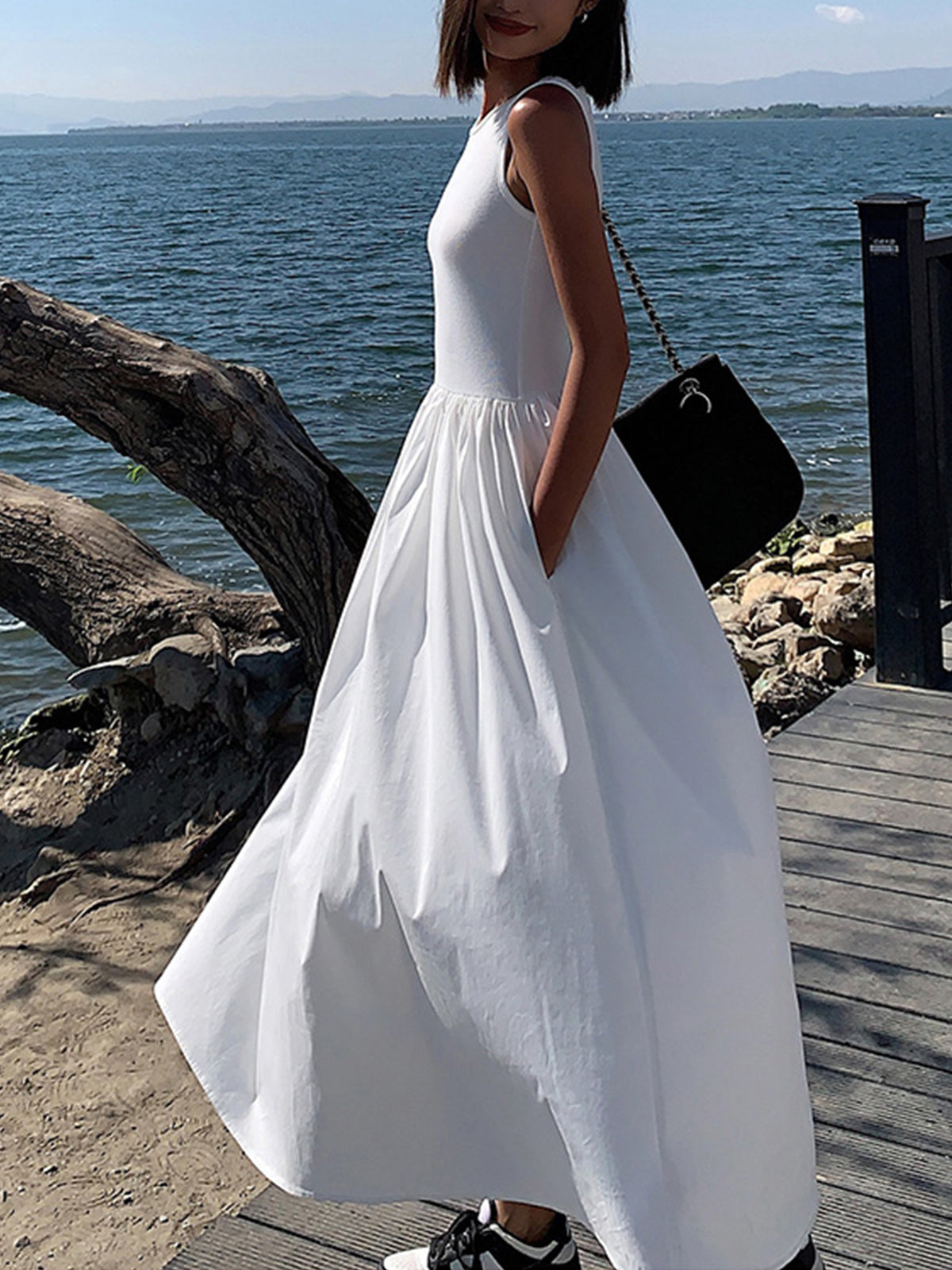 Robe Longue Décontractée Col Rond
