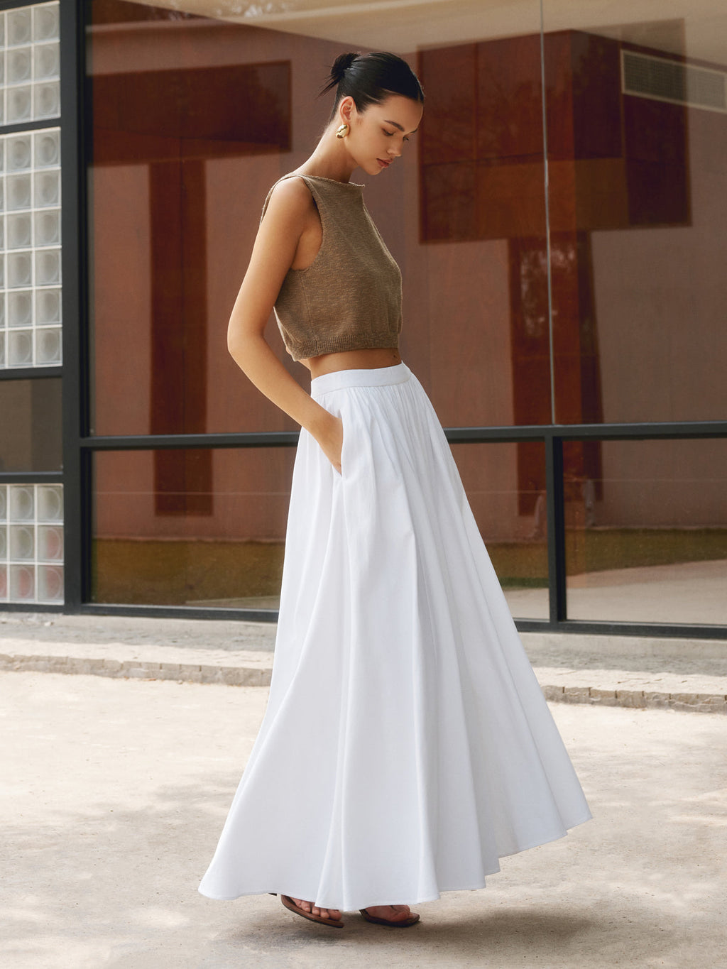 Jupe Plissée en Coton