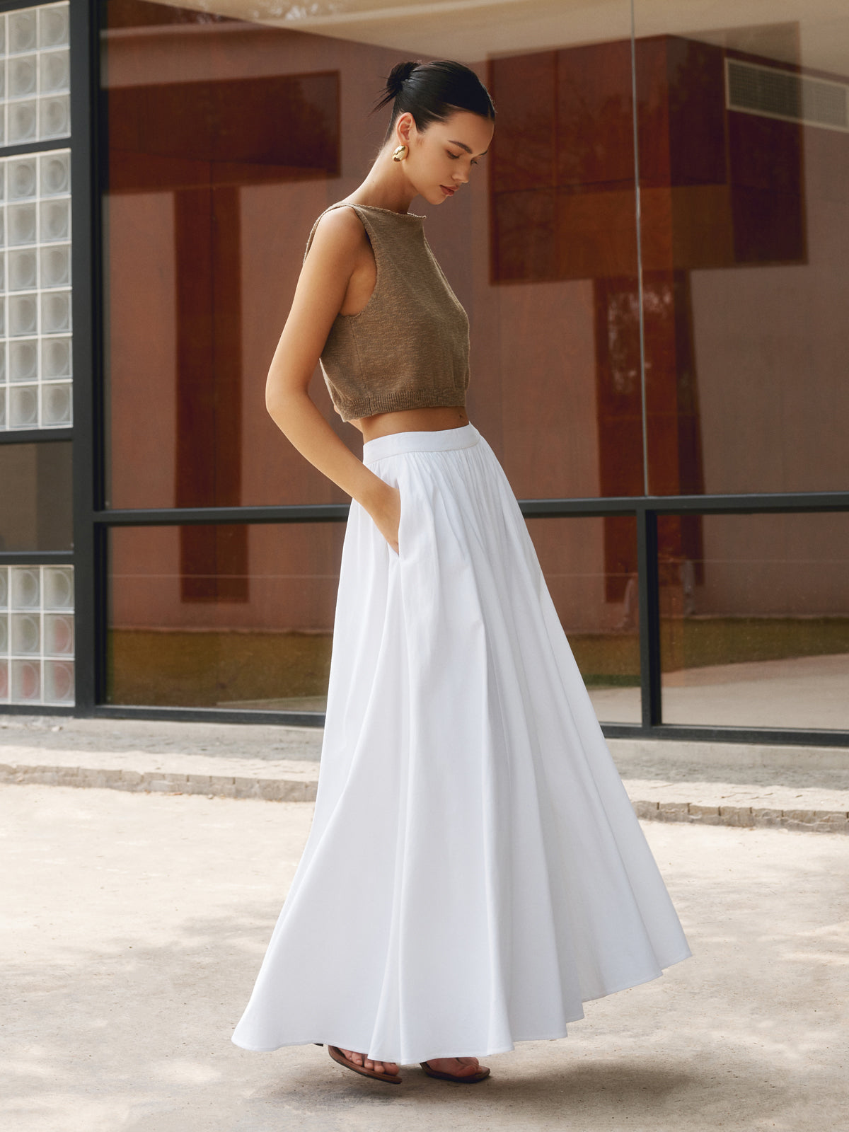 Jupe Plissée en Coton