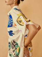 Ensemble Satin Graffiti Col Revers