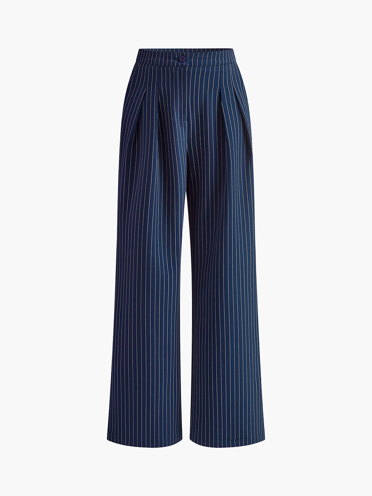 Pantalon Large Plissé À Rayures