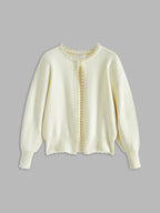 Cardigan Liseré Perles Ourlet Effiloché