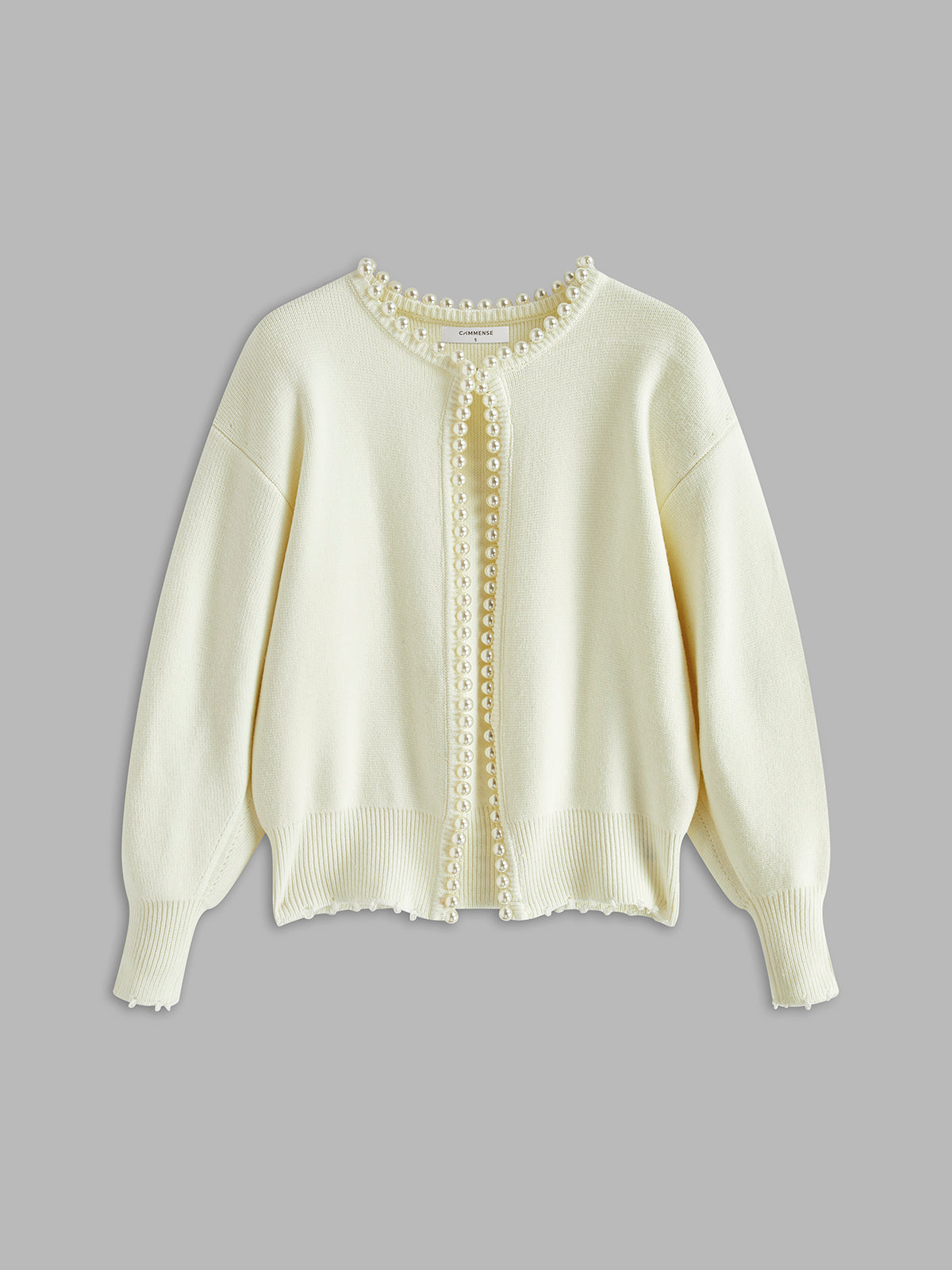 Cardigan Liseré Perles Ourlet Effiloché