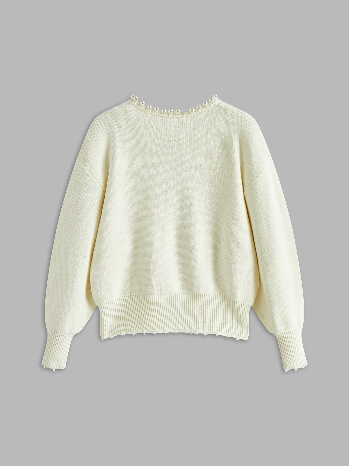 Cardigan Liseré Perles Ourlet Effiloché
