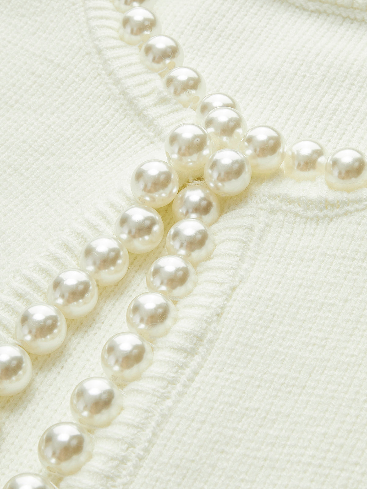 Cardigan Liseré Perles Ourlet Effiloché