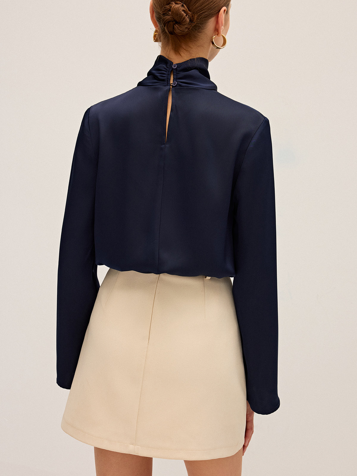 Blouse Satin Col Drapé Asymétrique