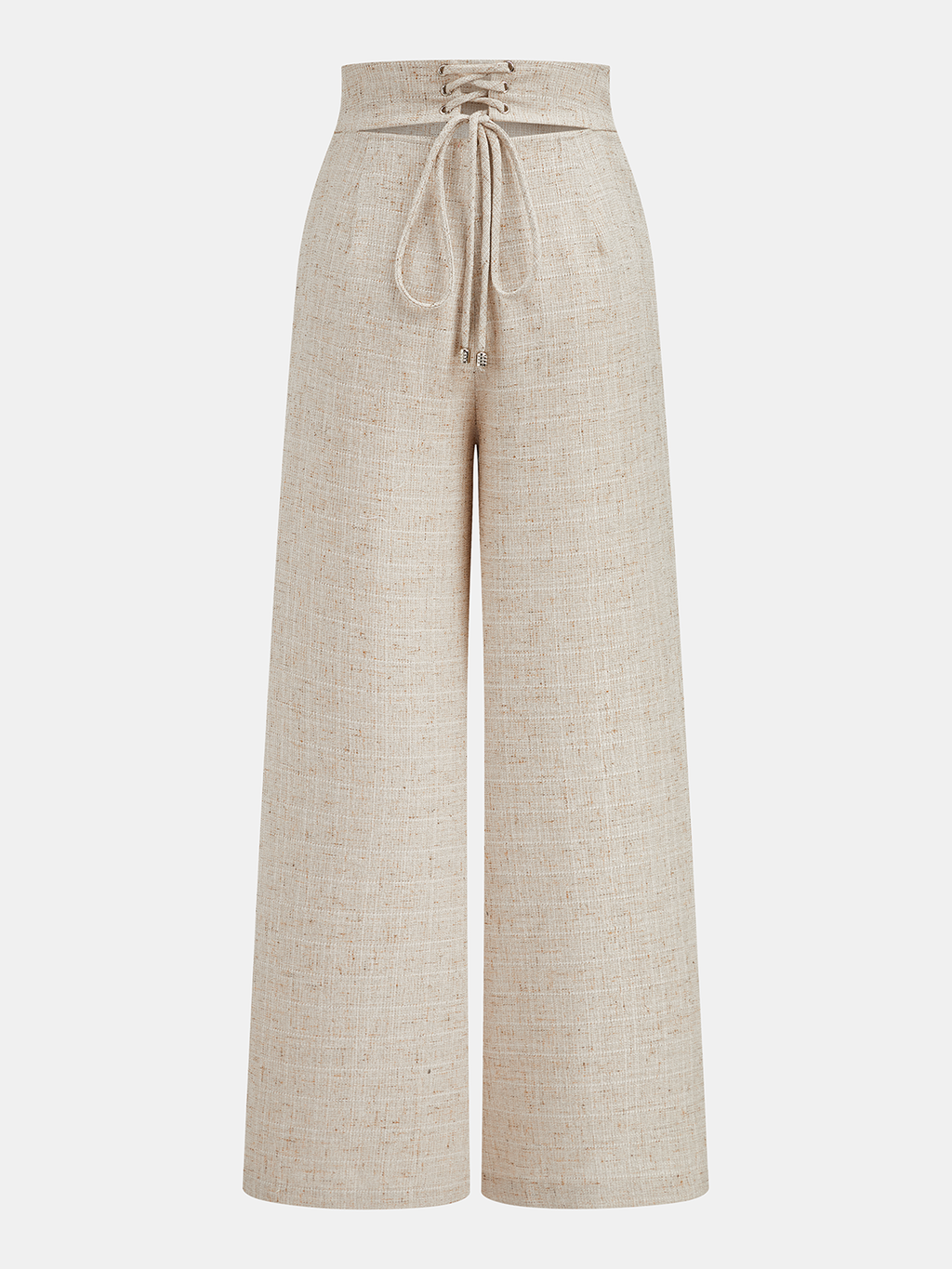 Pantalon Large Texturé Taille Lacet Croisé