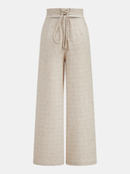 Pantalon Large Texturé Taille Lacet Croisé