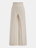 Pantalon Large Texturé Taille Lacet Croisé