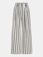 Pantalon large à rayures en coton et lin