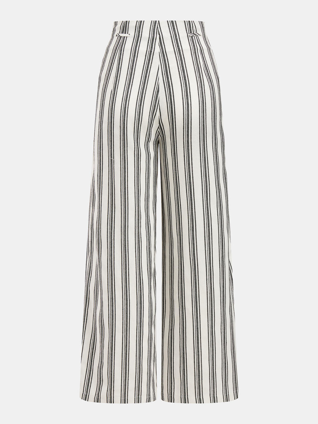 Pantalon large à rayures en coton et lin