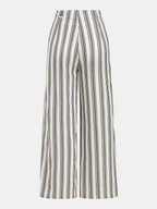 Pantalon large à rayures en coton et lin