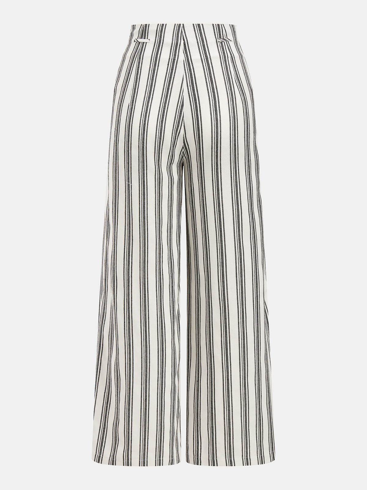 Pantalon large à rayures en coton et lin