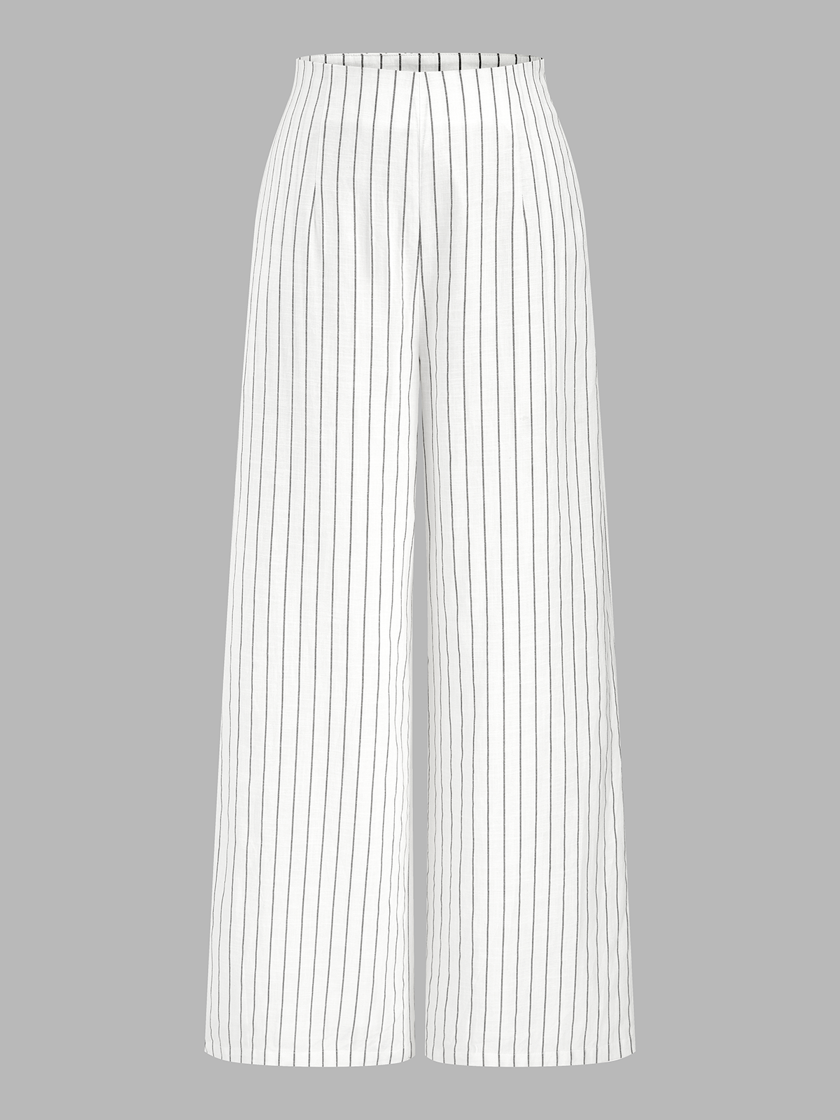 Pantalon Large Coton-Lin À Rayures