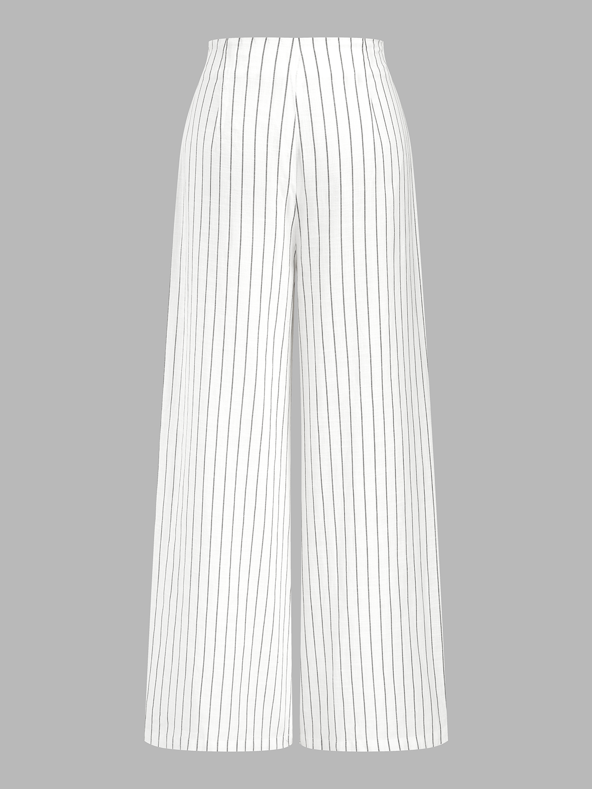Pantalon Large Coton-Lin À Rayures