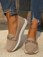Élégants Mocassins Femme à Chaîne Noir