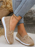 Élégants Mocassins Femme à Chaîne Noir