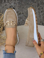 Élégants Mocassins Femme à Chaîne Noir