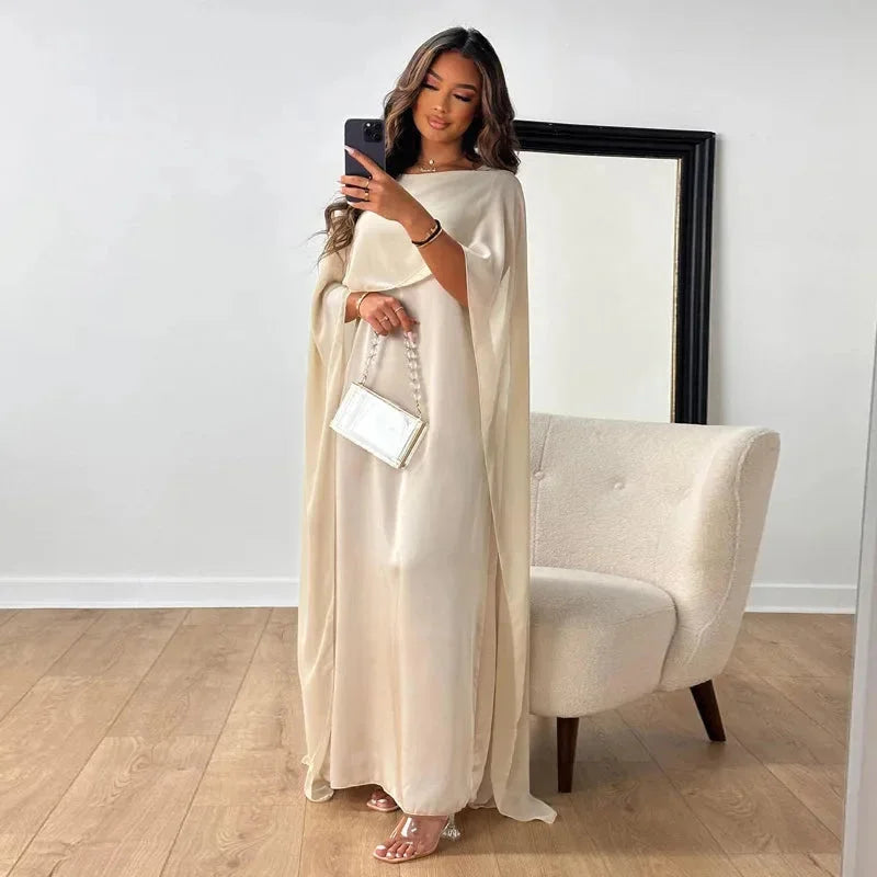 Élégante Robe Longue Femme Cape Pour Soirées