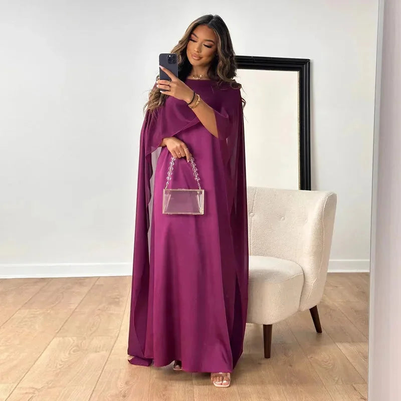 Élégante Robe Longue Femme Cape Pour Soirées