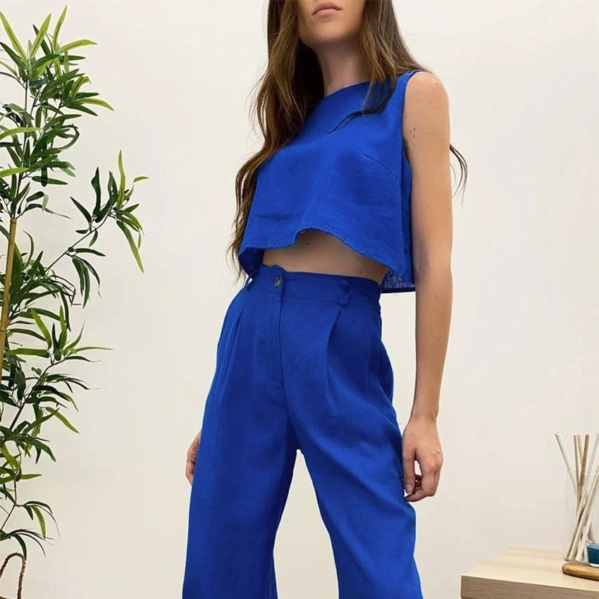 Ensemble Large Lin-Coton Coupe Décontractée