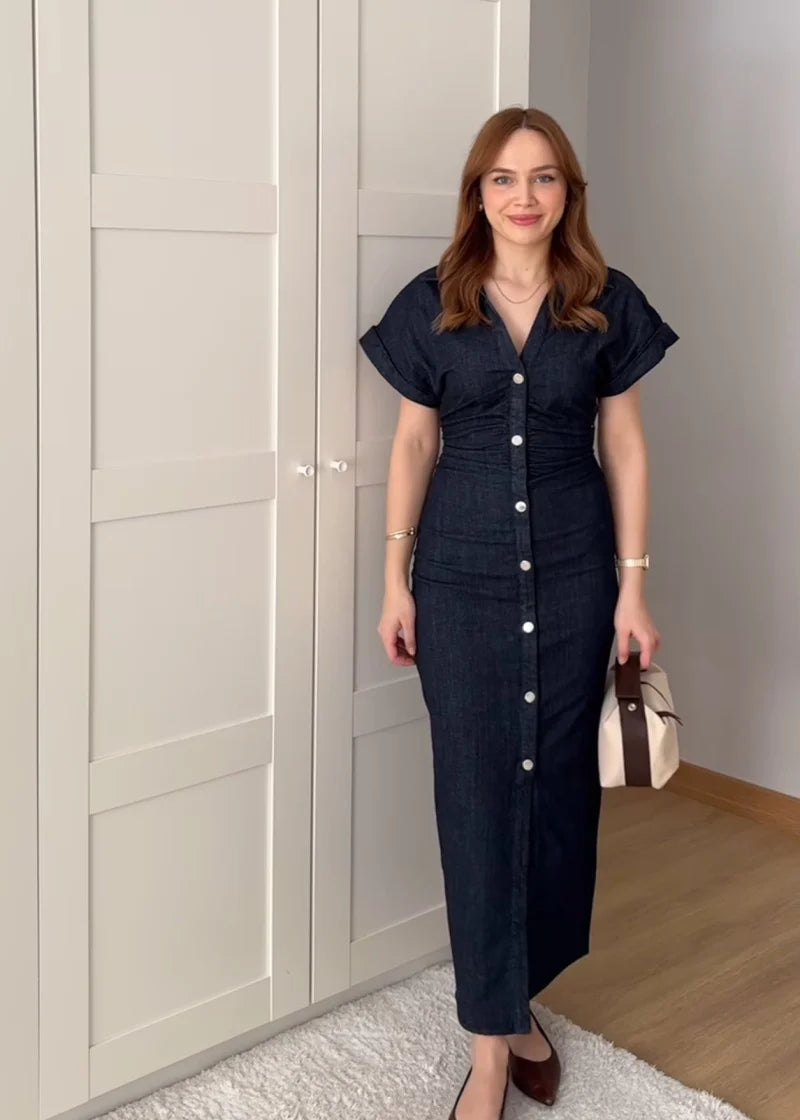 Robe Mi-Longue en Denim