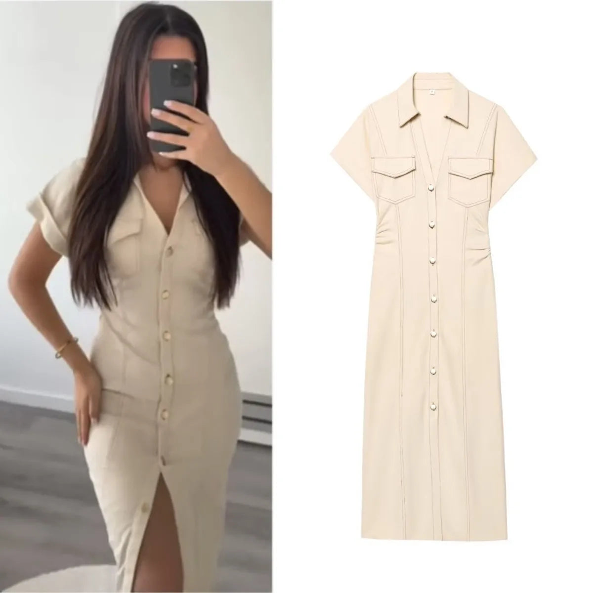 Robe Mi-Longue en Denim
