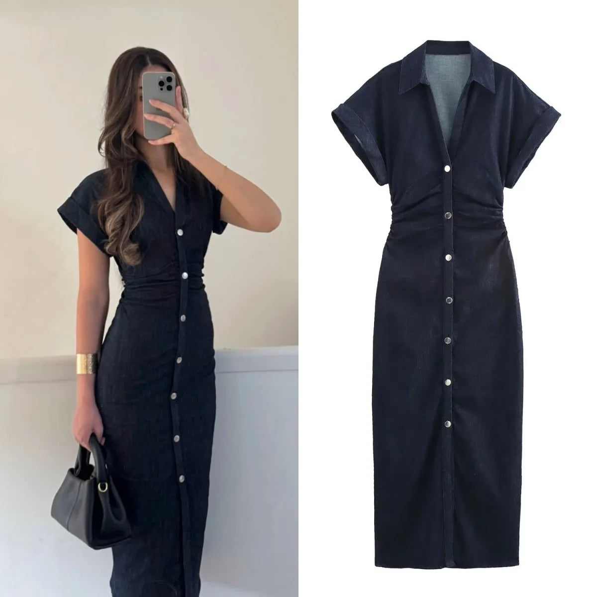 Robe Mi-Longue en Denim