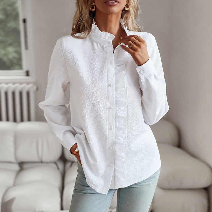 Chemise Blanche Élégante Femme avec Volants Chic