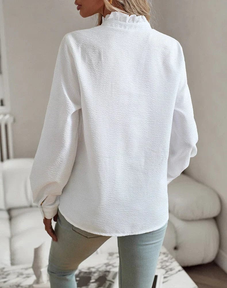 Chemise Blanche Élégante Femme avec Volants Chic