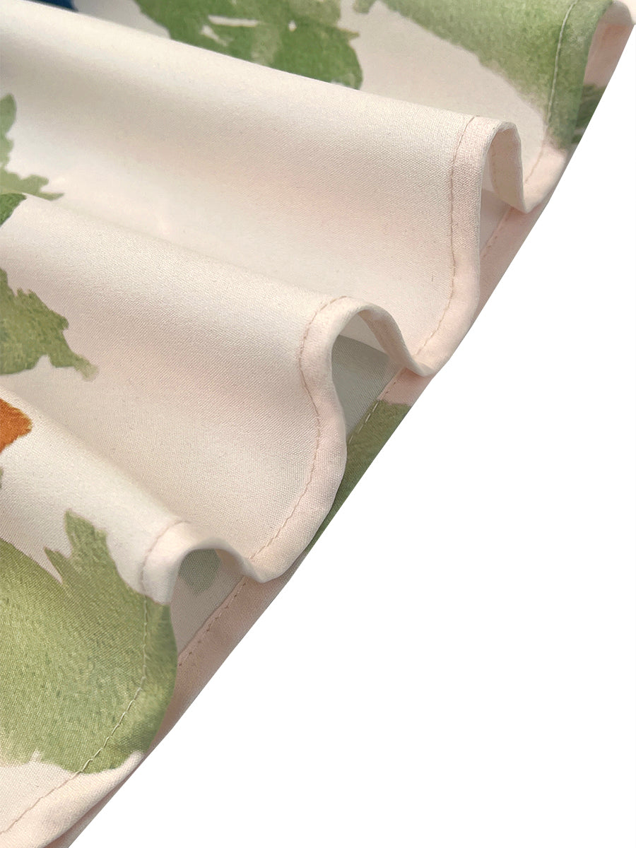 T-shirt ample boutonné imprimé fleur col rond