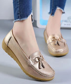 Mocassins Compensés En Cuir Brillant Pour Femmes
