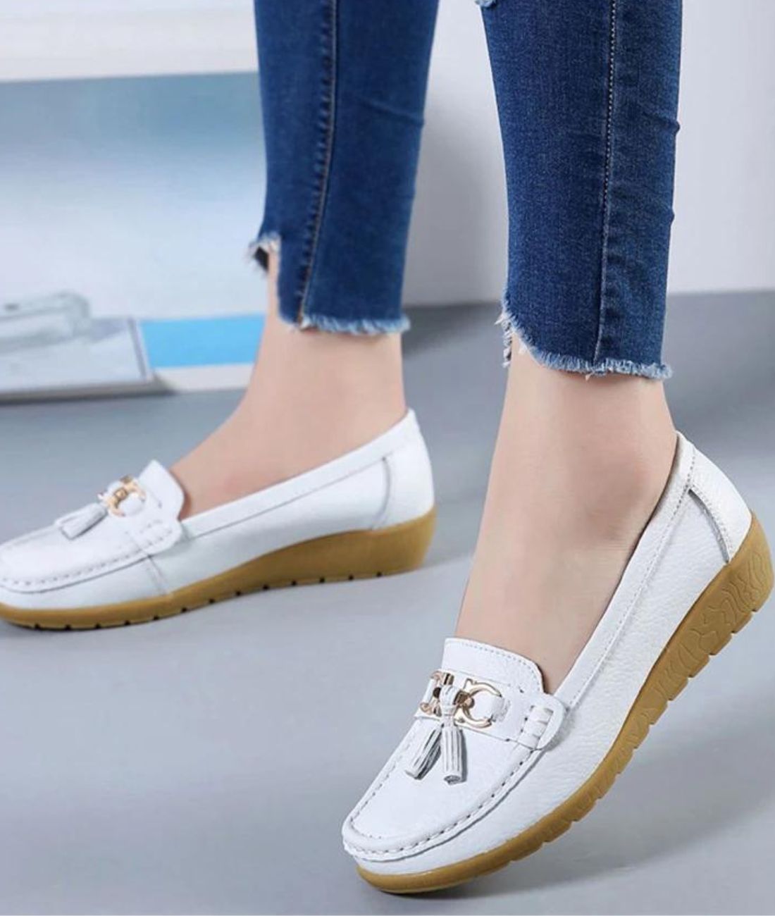 Mocassins Souples En Cuir Véritable Pour Femme