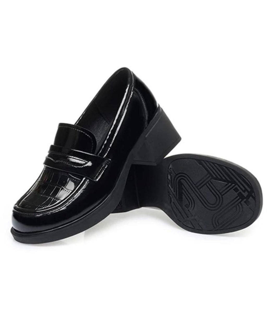 Mocassins À Talons En Cuir Verni Pour Femmes