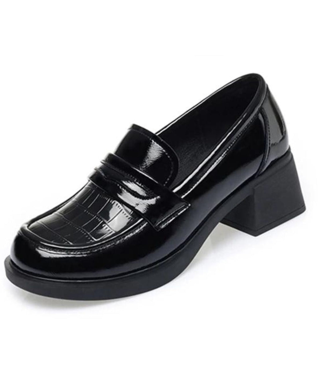 Mocassins À Talons En Cuir Verni Pour Femmes