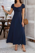 Robe Longue Col Carré