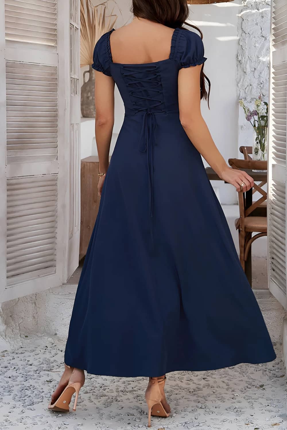 Robe Longue Col Carré