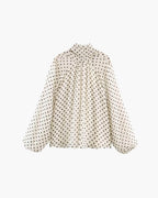Blouse à pois à col montant