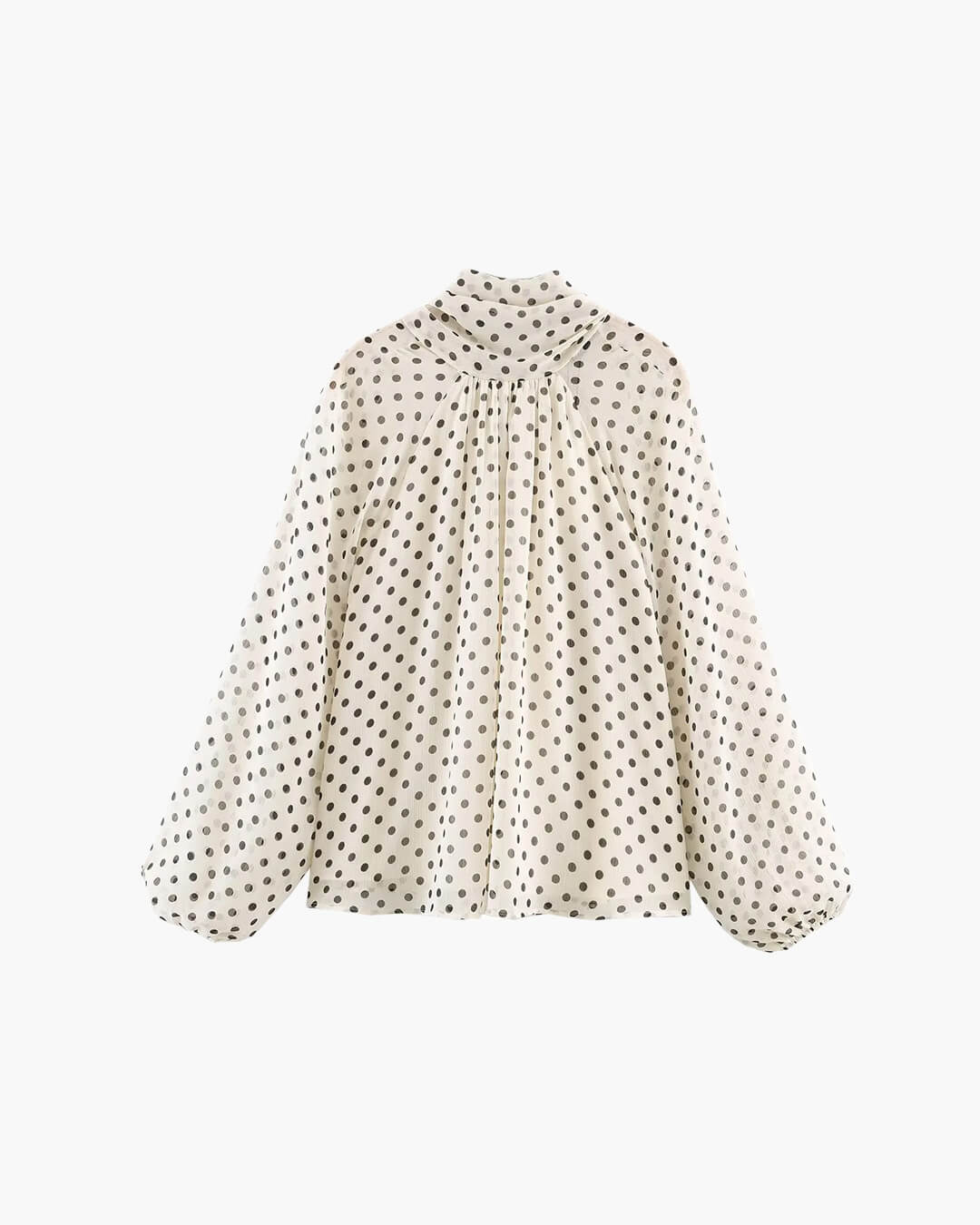 Blouse à pois à col montant