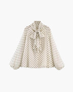 Blouse à pois à col montant