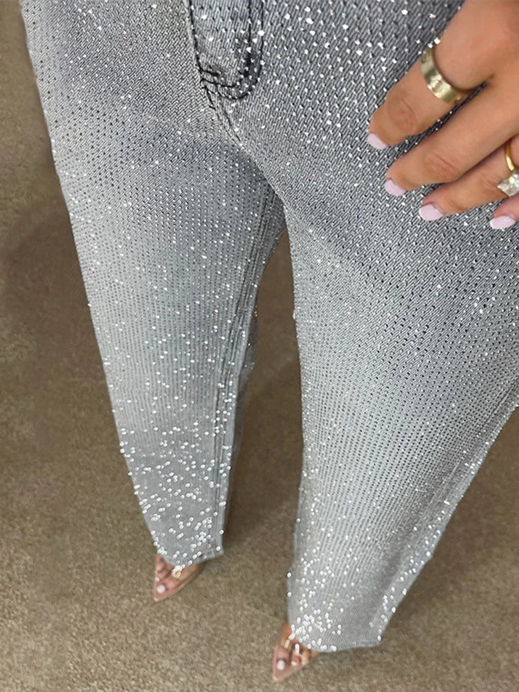 Jean larges avec strass