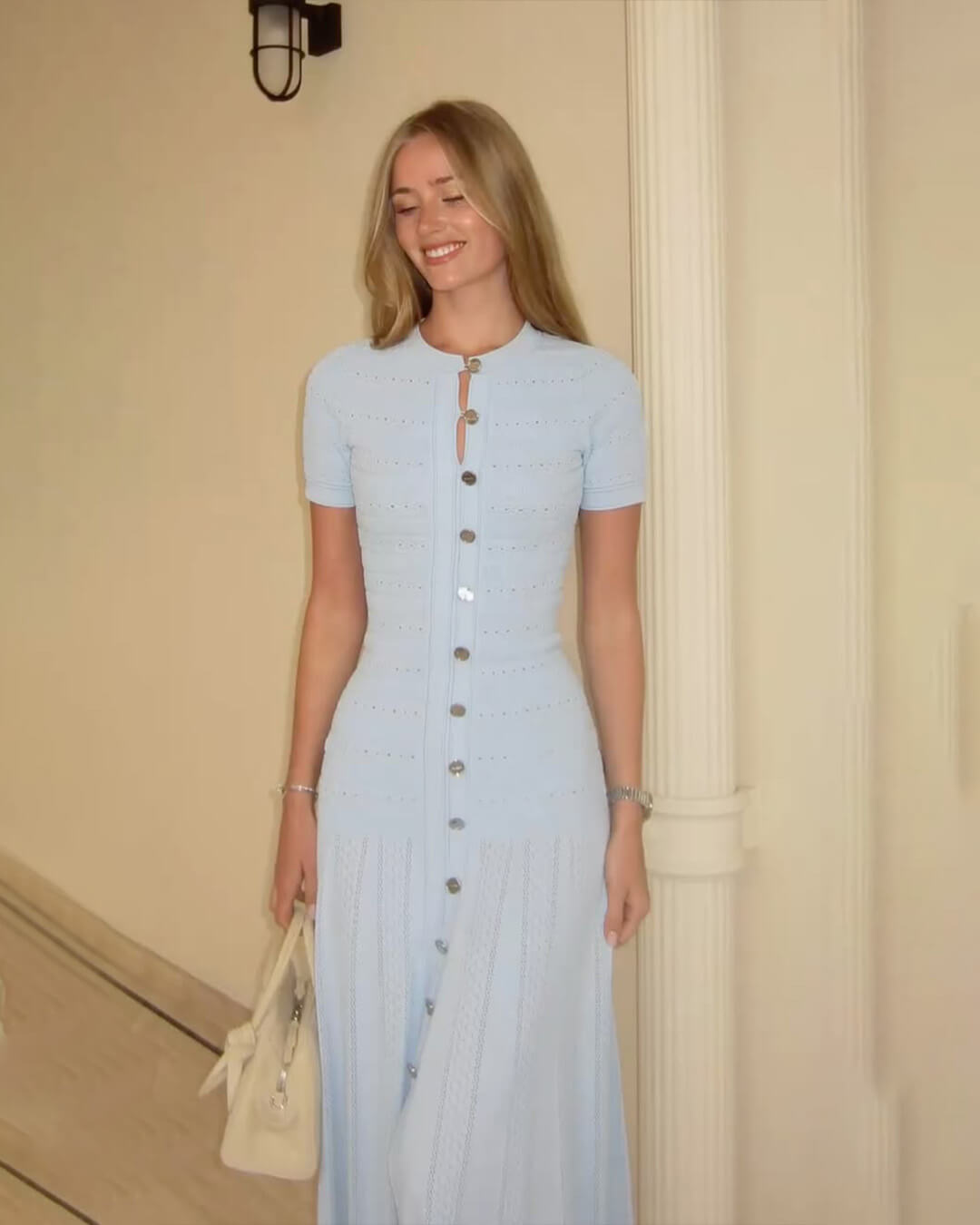 Robe Mi-longue en Maille Côtelée