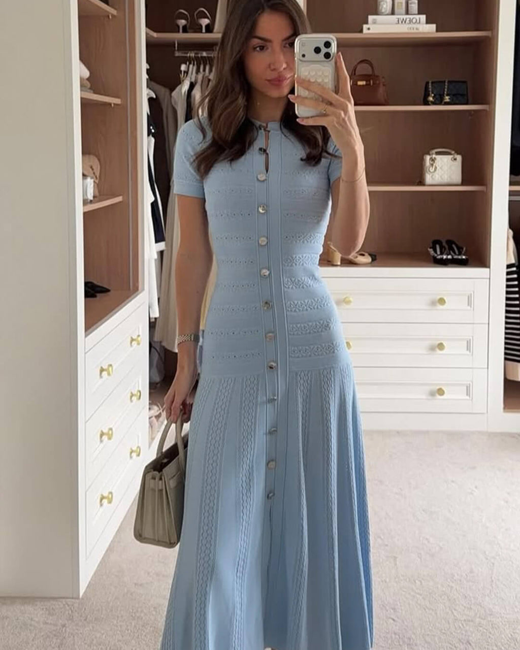Robe Mi-longue en Maille Côtelée