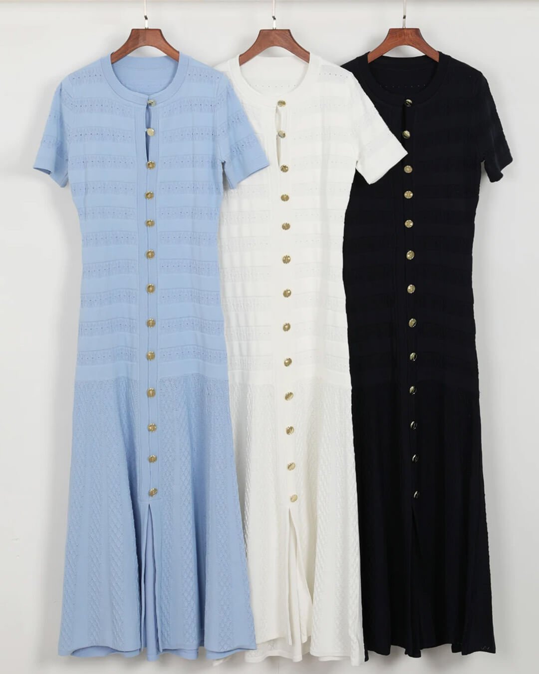 Robe Mi-longue en Maille Côtelée