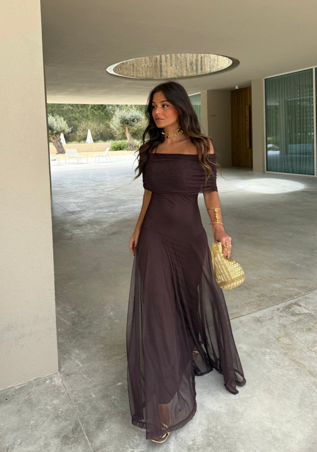 Robe de soirée en résille