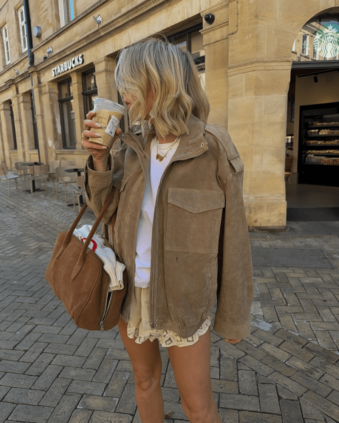 Veste en daim à col montant