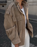 Veste en daim à col montant